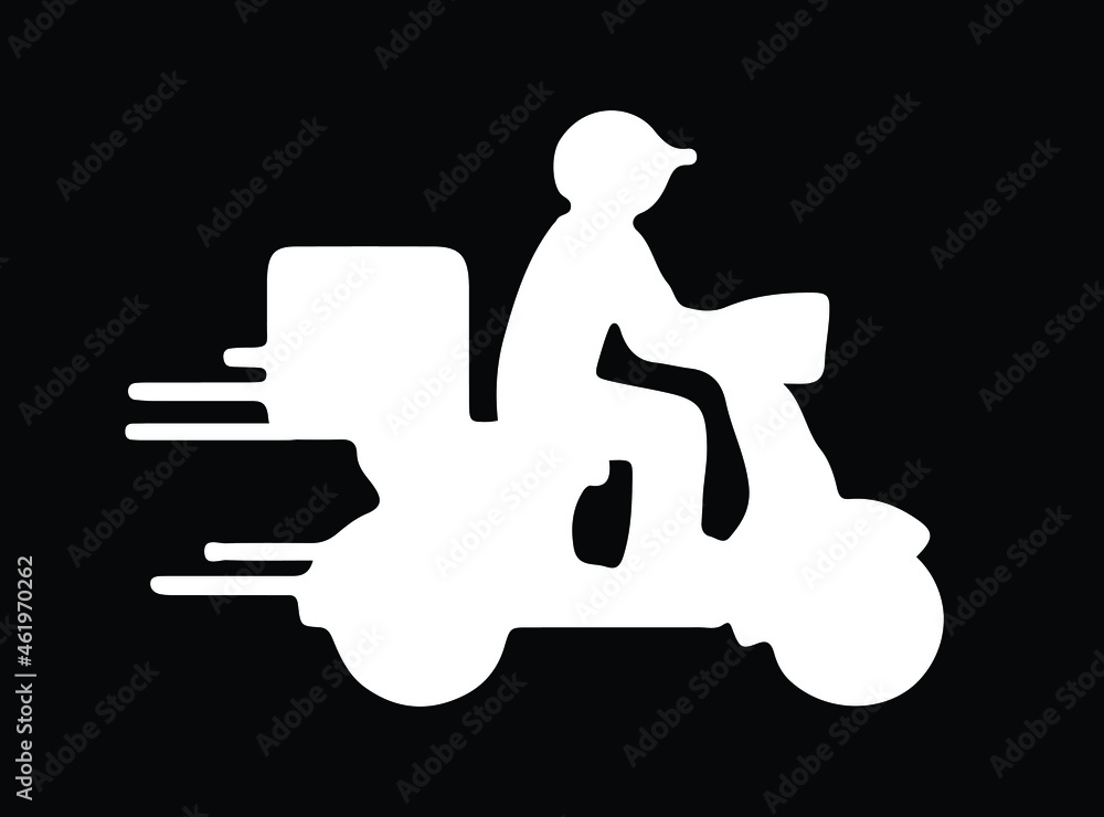 Shipping fast delivery man ridding motorcycle icon on background Shipping fast delivery man ridding motorcycle icon on background