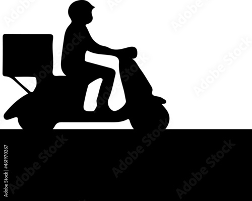 Shipping fast delivery man ridding motorcycle icon on background