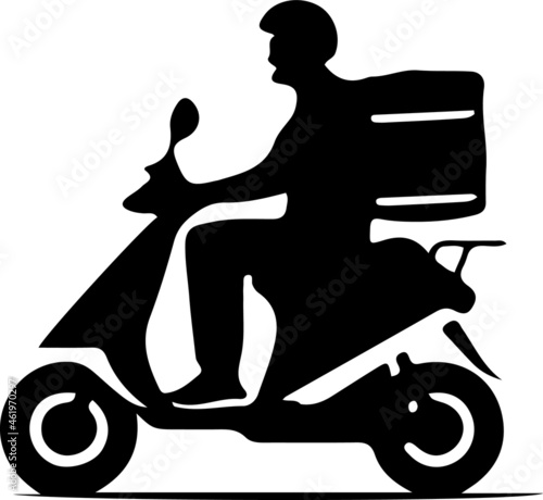 Shipping fast delivery man ridding motorcycle icon on background