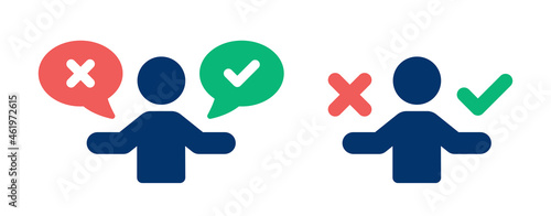 Good or bad decision icon. Choice icon vector illustration.