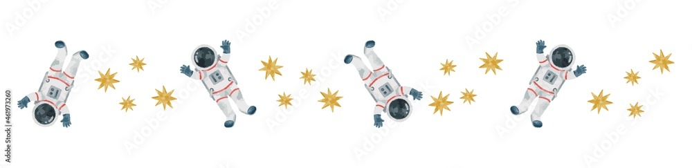 星と宇宙飛行士 水彩風イラスト Stock Vector Adobe Stock