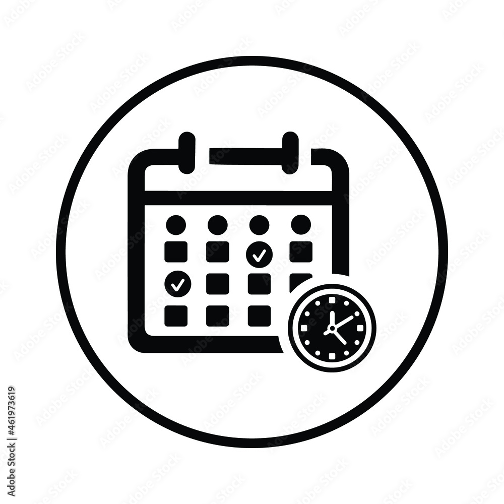 Report, date, time icon. Black vector design. Report, date, time icon. Black vector design.