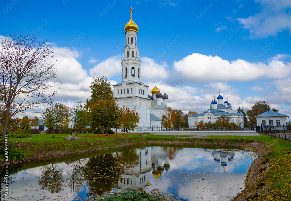 Orthodox church complex in Zavidovo on a September day. Tver region, Russia