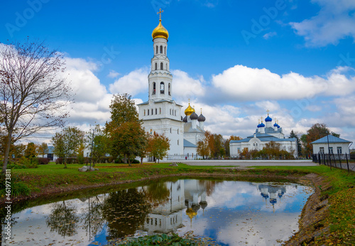 Orthodox church complex in Zavidovo on a September day. Tver region, Russia photo