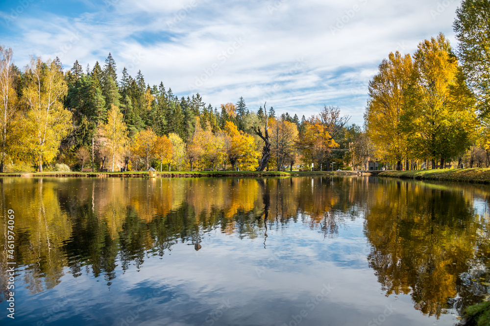 Autumn Foliage Reflected in a Still Lake