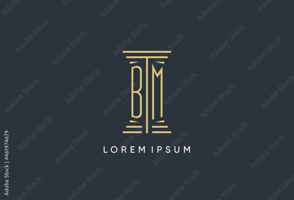 BM initial monogram with pillar shape logo design Stock Vector | Adobe ...