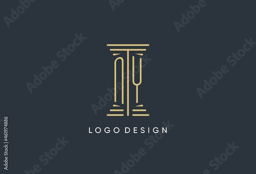 NY initial monogram with pillar shape logo design