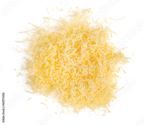 Tableau sur toile Grated cheese isolated white background