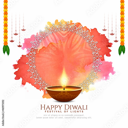 Happy Diwali artistic beautiful festival background with diya