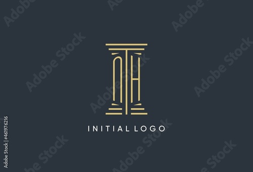 NH initial monogram with pillar shape logo design