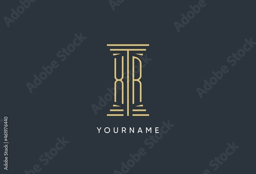 XR initial monogram with pillar shape logo design