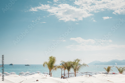 Brigh day on a beach in Cannes, french riviera