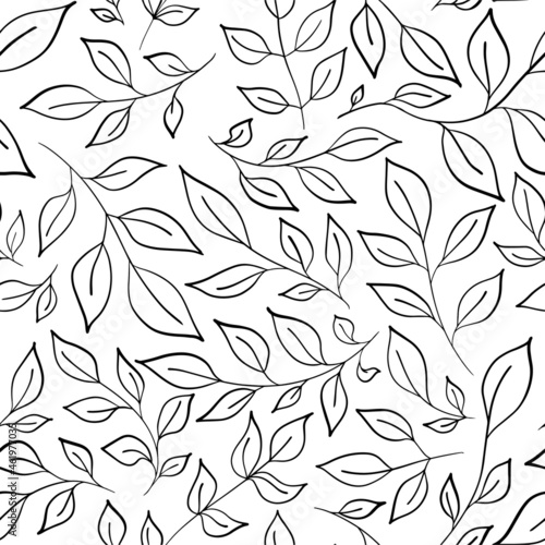 Sprigs of leaves. Seamless pattern. Vector