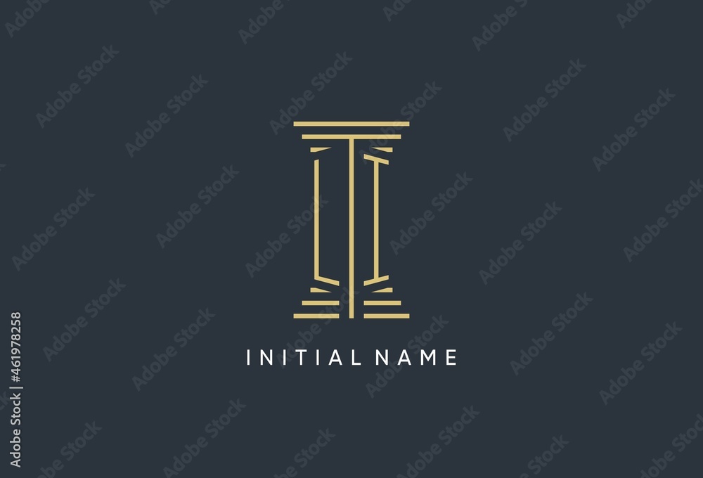 LI initial monogram with pillar shape logo design - obrazy, fototapety, plakaty 