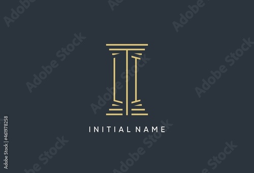 LI initial monogram with pillar shape logo design