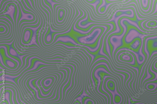 Wavy green purple moire pattern background 3d illustration