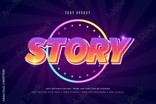 Story 3d text effect on dark purple background