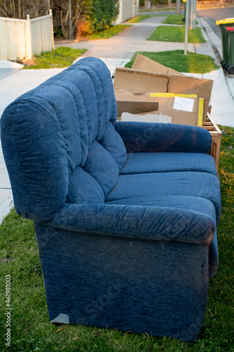 Canvas Print Household various rubbish garbage items put on the street for council bulk waste