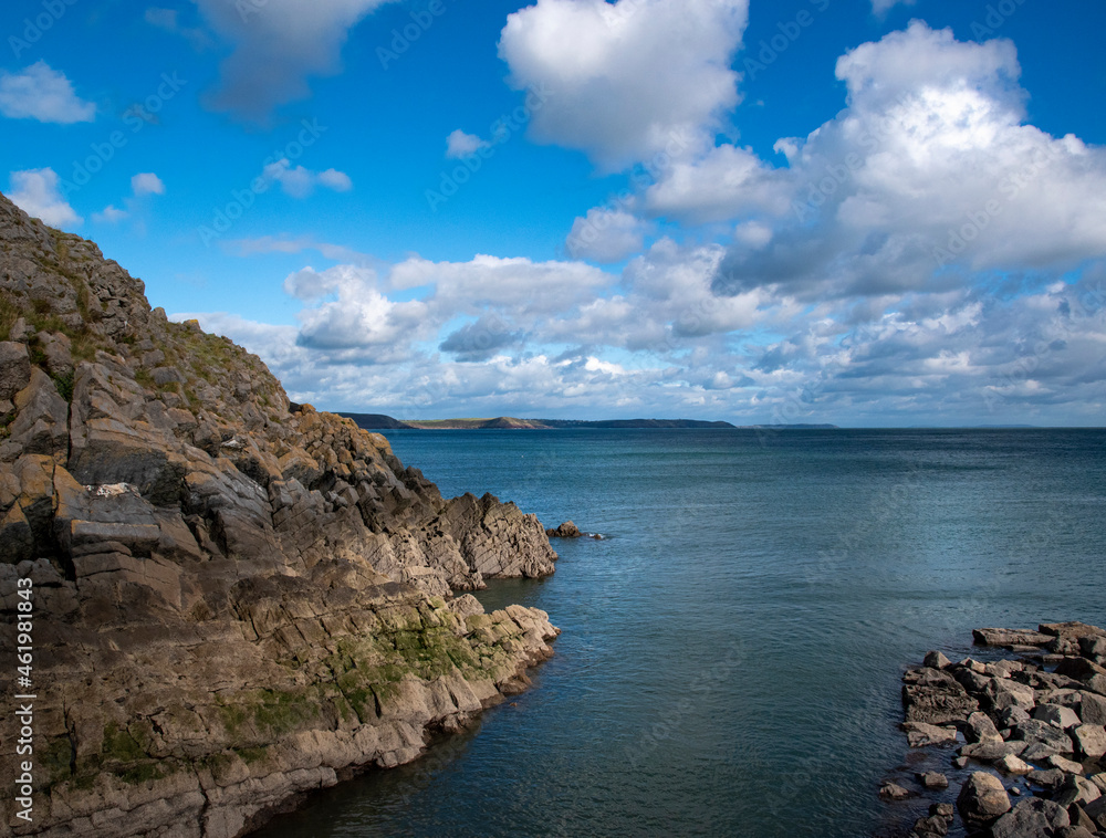 the cliffs of the southern Pembrokeshire coast at Bosherston along the coast path