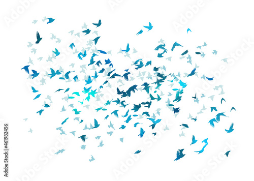 A flock of flying blue birds. Free birds. Vector illustration