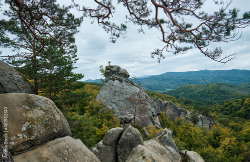 Mountain landscape. The Rocks of Dovbush. Carpathians, Ukraine.