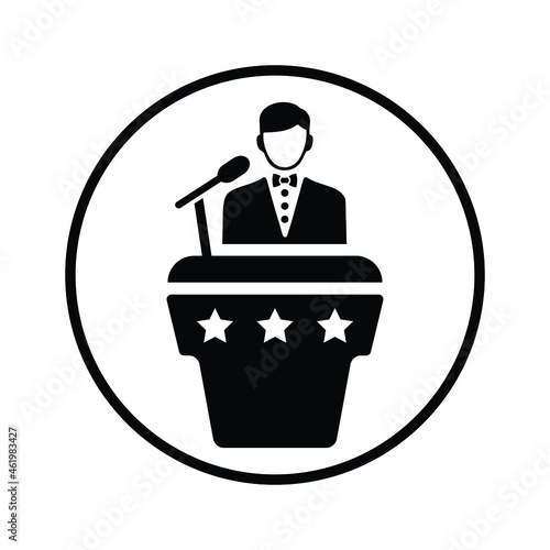 Speaker, spokesperson, speak icon. Black vector design.