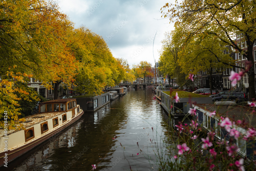 Amsterdam canal views during autumn 