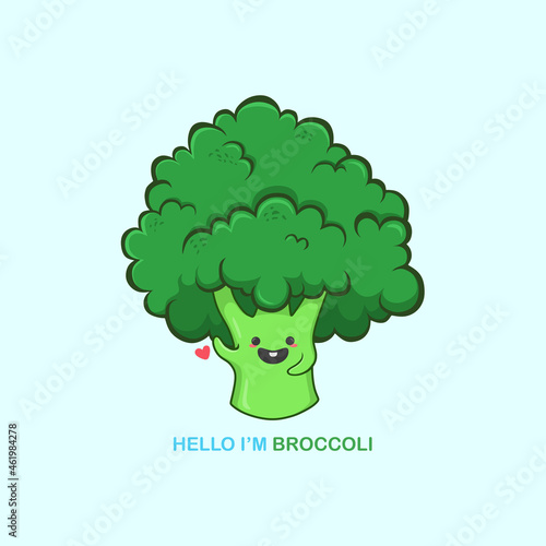 Funny broccoli character vector illustration editable 