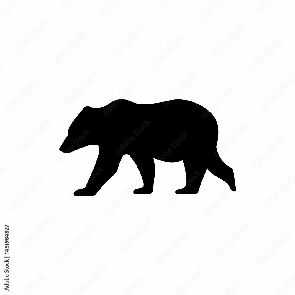 Fototapeta premium grizzly bear silhouette flat icon vector illustration