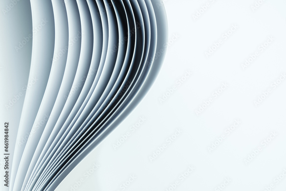 Obraz premium Sheets of white paper on white background. Abstract background.