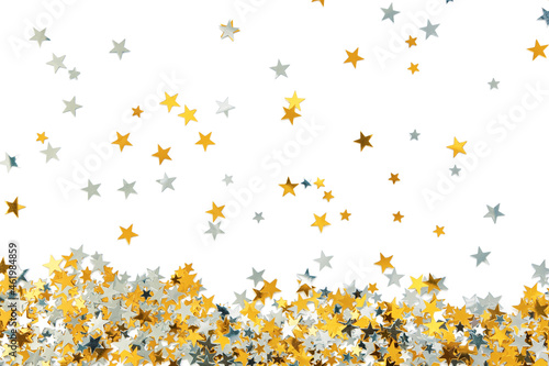 Festive background of gold and silver stars