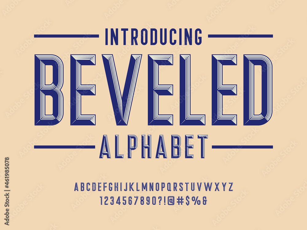 Chisel style alphabet design with uppercase, number and symbols - obrazy, fototapety, plakaty 