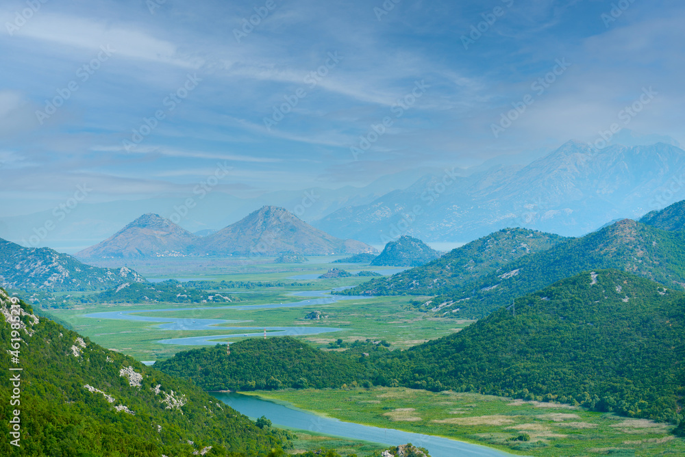 Fototapeta premium The winding river Crnojevicha in the mountains of Montenegro