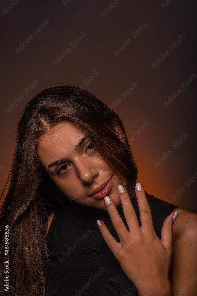 Posing while showing her hands Posing while showing her hands
