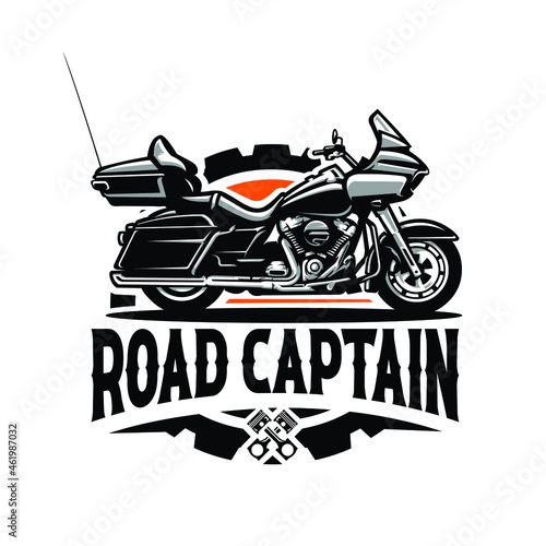 Road captain motorcycle, bike club emblem logo template