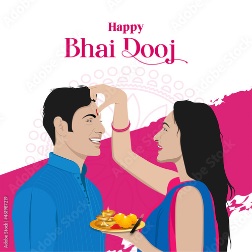 BHai Dooj Brother Sister Vector Festival