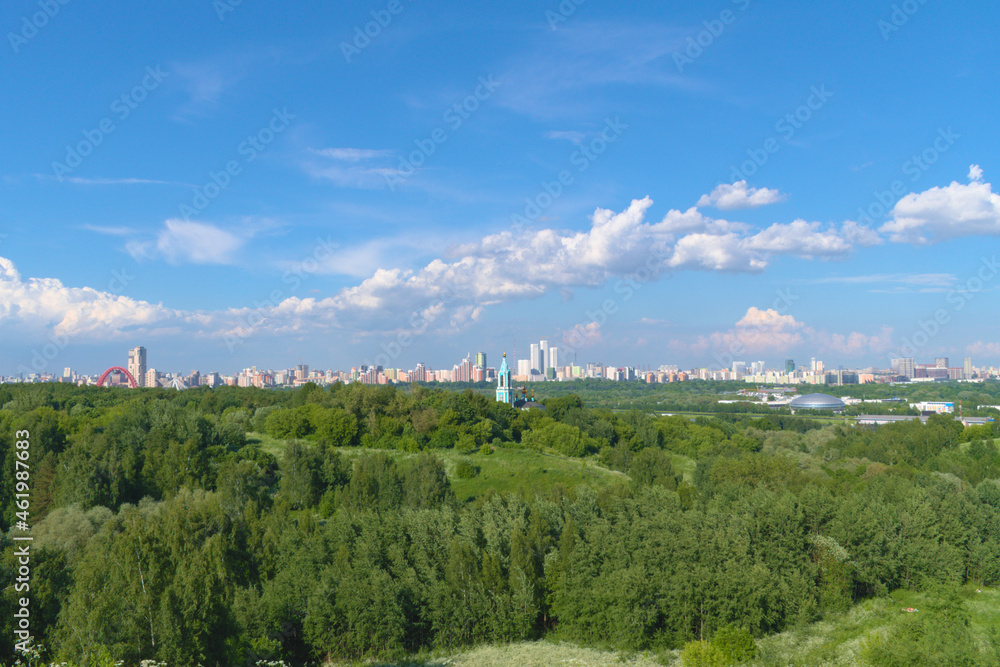 Summer Moscow landscape. View from Krylatskoye Hills.