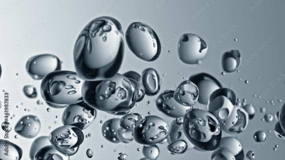Vidéo Stock Macro shot of various air bubbles in water rising up on ...