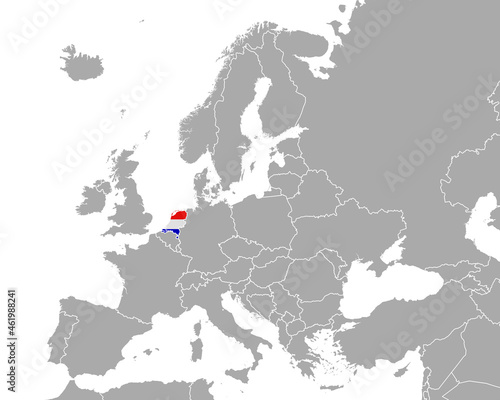 Karte und Fahne der Niederlande in Europa