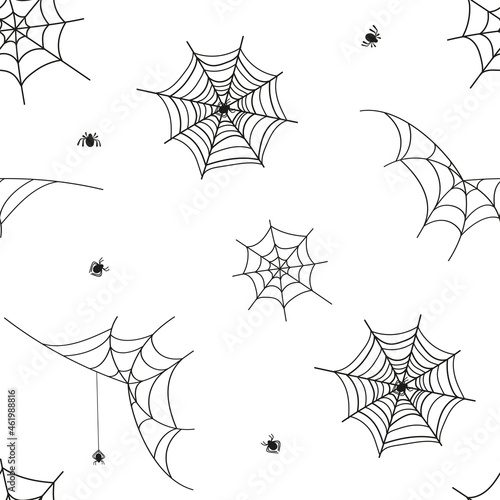 Seamless pattern of spider cobweb. Vector outline illustration of 8 spider cobweb © Natalya Dyakova