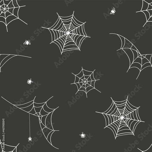 Seamless pattern of spider cobweb. Vector outline illustration of 8 spider cobweb