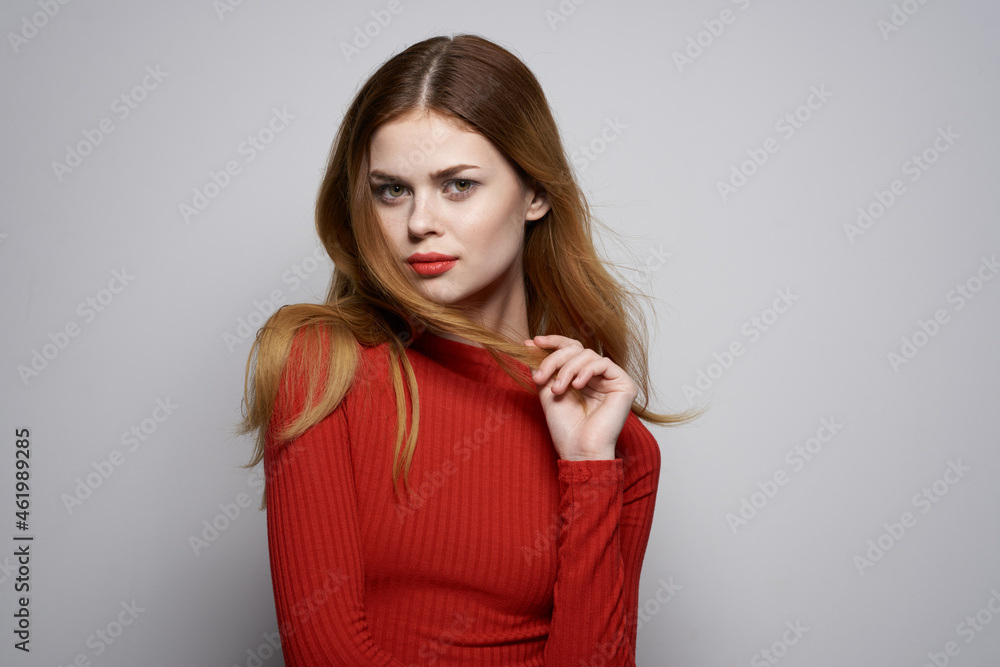 cheerful woman attractive look hairstyle makeup studio cheerful woman attractive look hairstyle makeup studio
