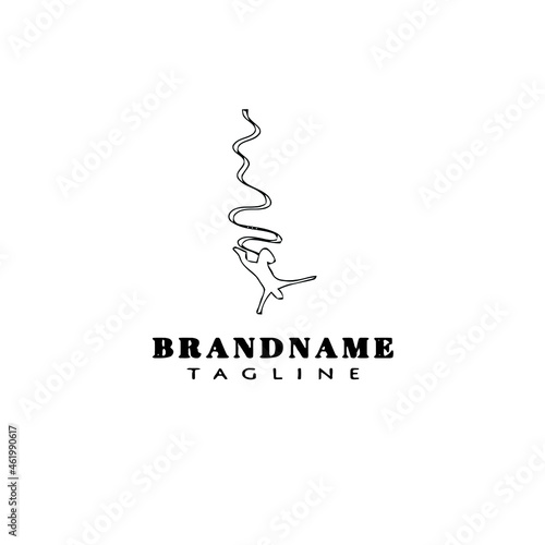 bungee jumper cartoon logo icon template black isolated vector illustration