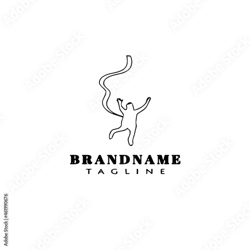 bungee jumper cartoon logo icon design black isolated vector illustration