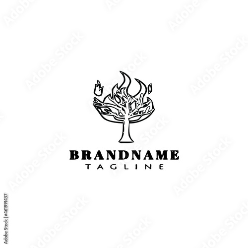 burning bush logo cartoon icon design shape black isolated vector illustration