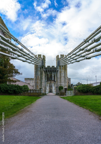 the 19th century Thomas Telford suspension bridge at Conwy castle  Conway Wales