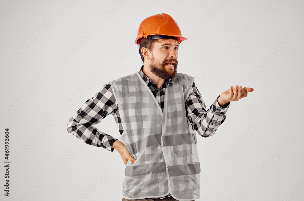working man Construction industry work hand gestures light background