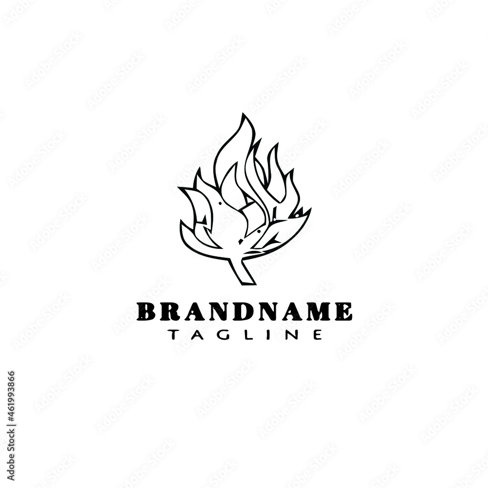 burning bush logo flat icon design template black isolated vector illustration