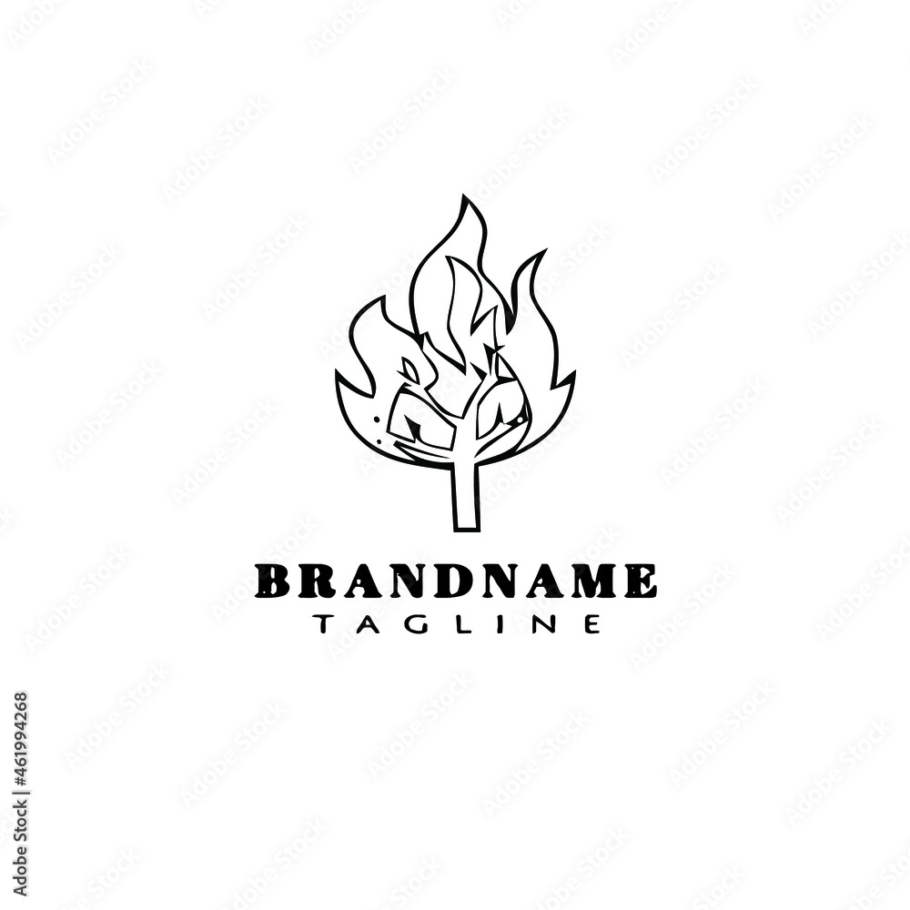 burning bush logo cartoon icon design template cute isolated vector illustration