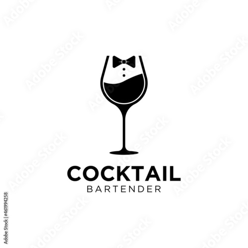 Wine Glass Bow Tie for Luxury Bar Dinner Restaurant Waitress Bartender Logo design